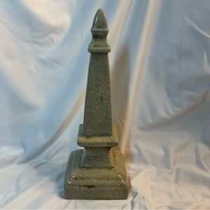 Crazed Vintage Crackle Glazed Ceramic Obelisk Finial Bookshelf Home Decor